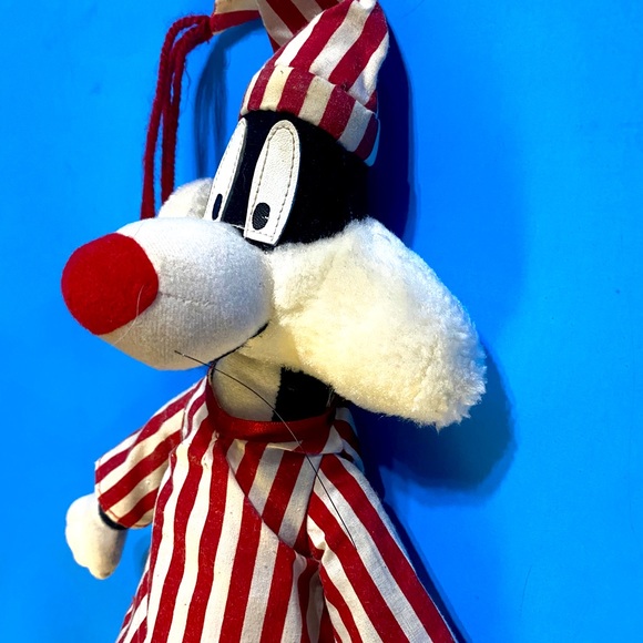 WARNER BROS. LOONEY TUNES VTG 1997 SYLVESTER THE CAT WEARING RED & WHITE PJ’S - Picture 9 of 12